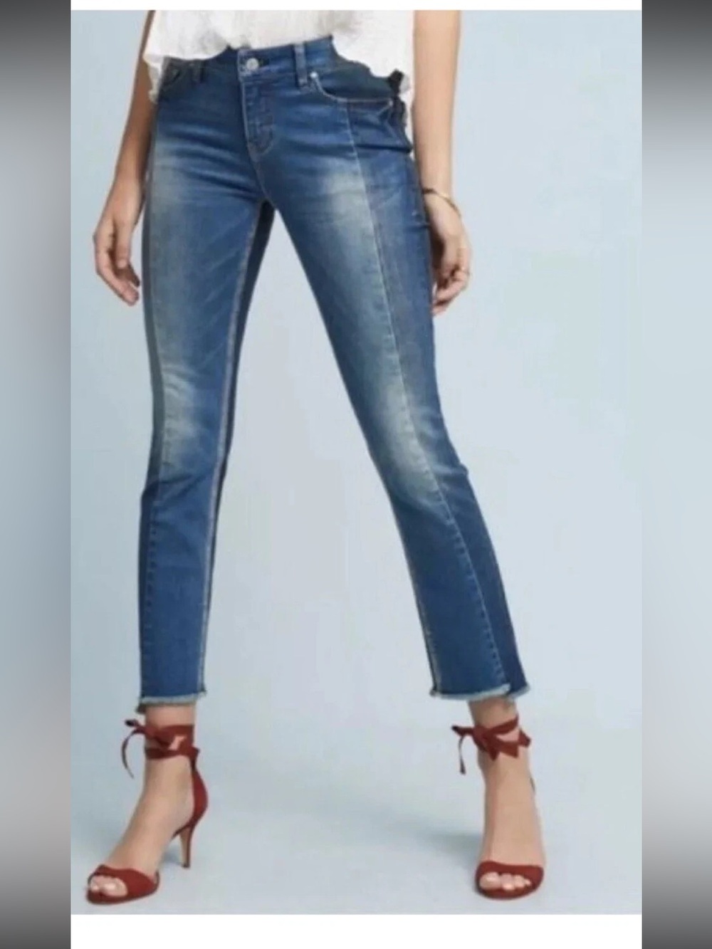 NWT Anthropologie Pilcro Parallel Raw Edge Step Hem Jeans 31 (12) Straight Leg